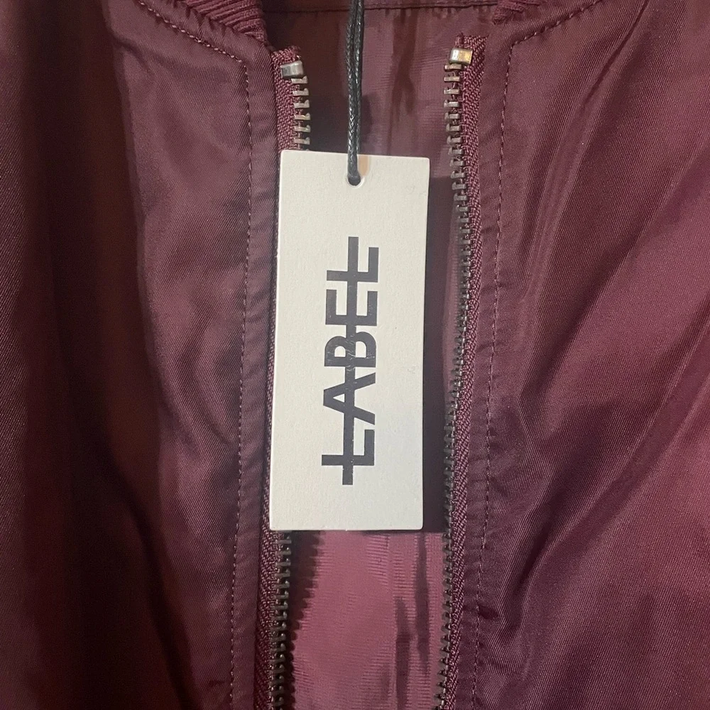 LABEL Unisex Go To Burgundy Bomber Jacket Double Zipper Lots of Pockets